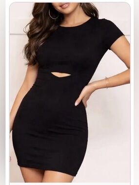NWT Express | Black Cutout Ribbed Mini Dress